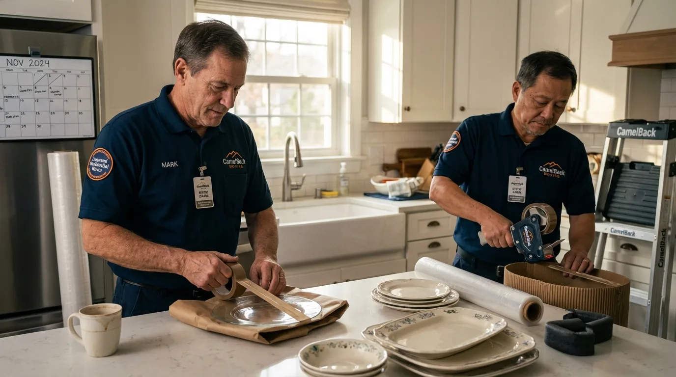 Professional crew packing kitchen dishware in Van Buren, AR